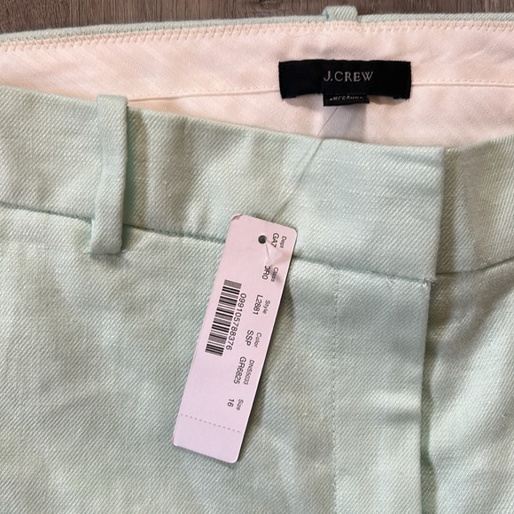 NWT J. Crew Mint Green Linen Cropped Pants Sz 16 - Picture 6 of 10
